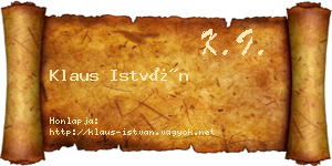 Klaus István névjegykártya